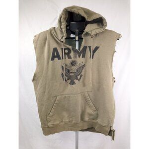 Official Licensed Product of the U.S. Army Men's Olive Green Cut Off Hoodie/Swe
